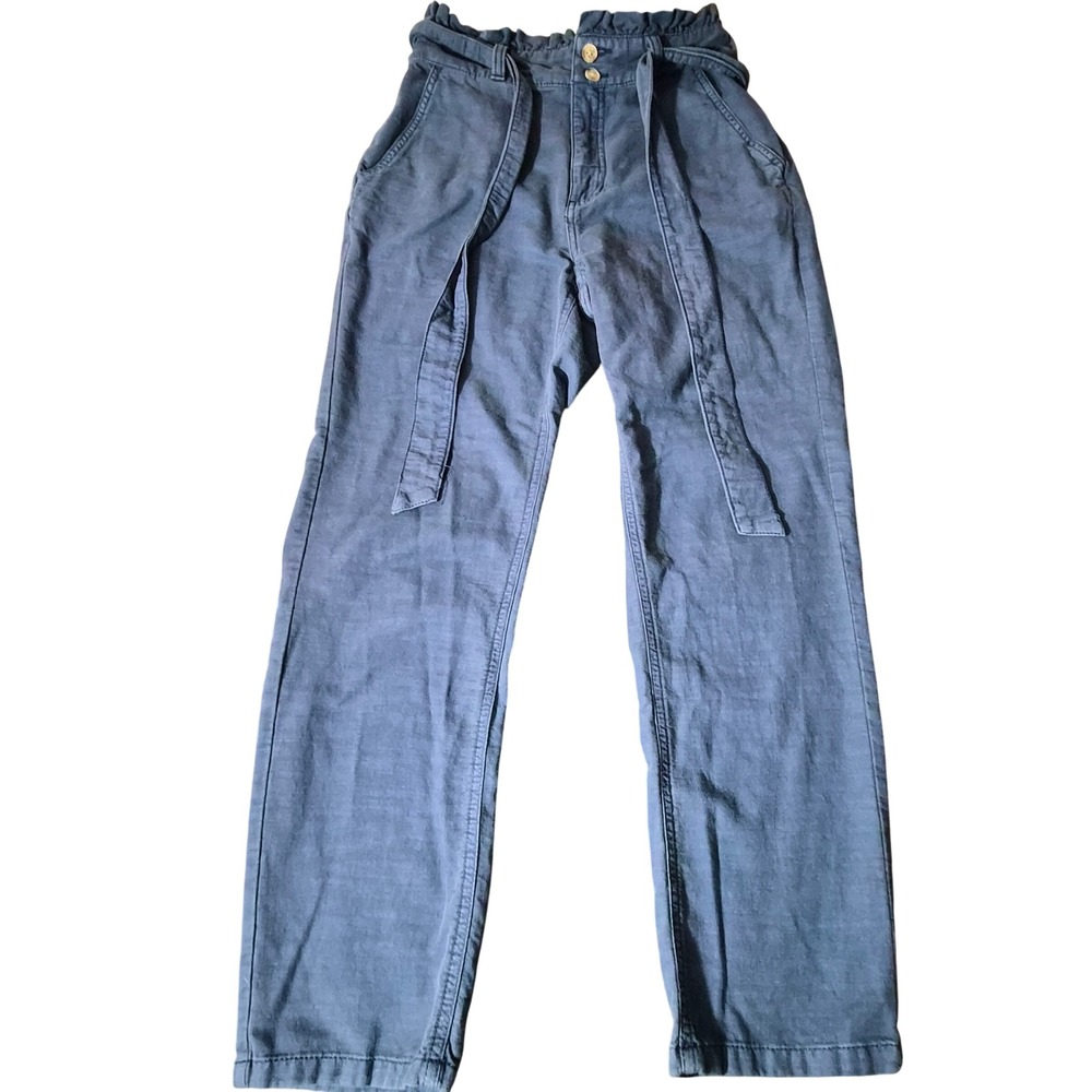 LC Lauren Conrad Paperbag Waist Pants Blue High Rise Tie Belt S WL31X056RS3